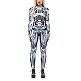 Surwin Halloween Kostüm Damen 3D Roboter Rüstung Overall Sexy Skinny...