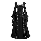 Nsercvb Halloween Kostüm Damen,Damen Renaissance Schwarz Mittelalter...