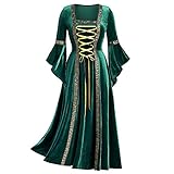 Darringls Halloween Kostüm Damen Mittelalter Kleidung Kleid Spitze...