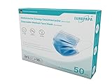 EUROPAPA 50x medizinische OP Maske 3-lagig Atemschutzmasken Typ IIR...