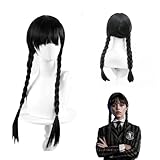 JINCHENG Wednesday Adams Kinder Perücke,Addams Kinderperücken Kinder...