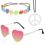 Beelittle Hippie Kostüm Set - 60er Jahre Retro Vintage Brille...