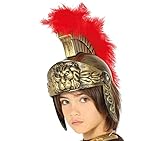 Guirca - Elmo Centurione mit Federn, Farbe Bronze/Rot, Kinder, 13595