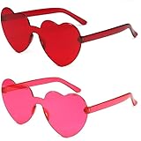 flintronic 2 Paar Hippie Herzförmige Brille, Transparente Candy Color...