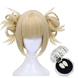 FVCENT Short Blonde Vollknall Anime Cosplay Perücke mit 2 abnehmbaren...