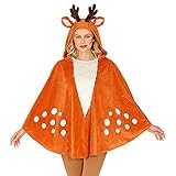 Widmann - Kostüm Reh, Poncho mit Kapuze, Karneval, Mottoparty