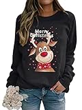 Dresswel Weihnachtspullover Damen Merry Christmas Sweatshirt Lustig...