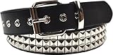 foolsGold 3 Row Pyramid Stud Spikes Gürtel Schwarz (102cm - 112cm...