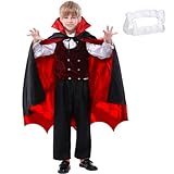 Vampir Kostüm Kinder, Halloween Umhang und Vampirzähne, Teufel...
