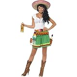 Smiffys, Damen Tequila Shooter Girl Kostüm, Kleid, Gestreifter...