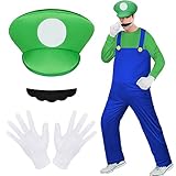Aomig Kostüm Erwachsene, 4 Stück Bros Cosplay Kostüm mit Mütze...