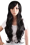 MapofBeauty Mode Frauen naturale lange lockige Perücke (schwarz)