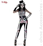 Party-Chic 12071 Damen Jumpsuit Skelett Catrina-Gr. M