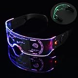 Willingood Cyberpunk LED Brille, 7 Farben LED Leuchtende Brille...