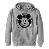 Disney Characters Mickey Mouse Checkered Boy's Hooded Pullover Fleece,...