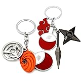 wopin 2 Stück Naruto-Schlüsselanhänger, Kunai Shuriken Red Cloud...