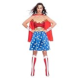 Amscan - Erwachsenenkostüm Wonder Woman, Kleid, Umhang, Arm- und...