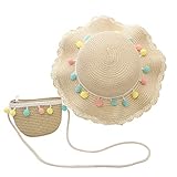 Asudaro Gekräuselter Strohhut und Kleine Tasche Set Mädchen...