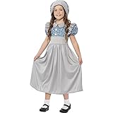 Victorian School Girl Costume, Grey, with Dress & Hat, (M)