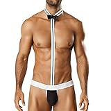 Acizi Herren Sexy Collared Fliege Body Tanga Butler Teddy Kostüm...