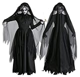 ITODA Kleid Halloween Damen Hexenkleid Viktorianisch Retro...