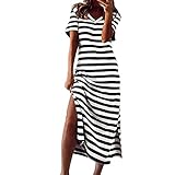 Sommerkleid Damen Lang - Gestreifte T Shirt Kleid Damen Sommer...