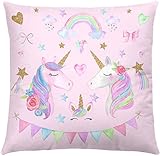 Wajade Einhorn Kissenbezug 45 x 45 cm Samt Mädchen Home Kissenhülle...