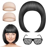 AOMIG Kurze Bob Perücke und Sonnenbrillen-Set, Kurze...