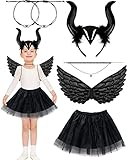 CHMMY 6 Stück Kostüm Kind Maleficent Tutu mit Hörner Kopfschmuck...