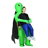 leiruo Außerirdisches Kostüm Grün Alien Carry People mit Umhang...