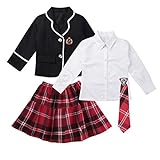 FEESHOW Mädchen Schuluniform Japan Anime Kostüm Set Anzug Jacke Mini...