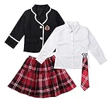 FEESHOW Mädchen Schuluniform Japan Anime Kostüm Set Anzug Jacke Mini...