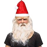 MUOIVG Weihnachtsmann Maske - Nikolausmaske mit Rauschebart+Perücke+...