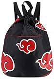 Roffatide Anime Rucksack für Naruto-Fans Akatsuki Red Cloud Kordelzug...