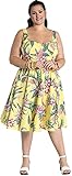 Hell Bunny Damen Kalani Hawaii 50s Kleid - Gelb, 22
