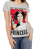 Star Wars Damen T-Shirt Prinzessin Leia Grau Large