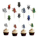 Ninja Warrior Cupcake Topper 48 Stück Ninjago Tortenaufleger Muffin...