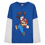 SUPER MARIO Tshirt Kinder, Baumwolle Langarm Shirt Jungen mit Mario...