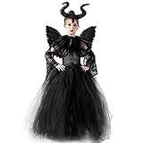 AMOBON Maleficent Kostüm für Kinder, Mädchen Böse Königin Kleid...
