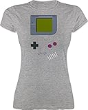 Shirt Damen - Nerd Geschenke - Gameboy - XL - Grau meliert - Karneval...