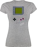 Shirt Damen - Nerd Geschenke - Gameboy - XL - Grau meliert - Karneval...