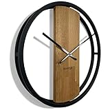 Wanduhr groß ohne tickgeräusche LOFT OVAL Metall schwarz 3D XXL...
