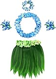 5 Stücke Blatt Hula Rock und Hawaiian Leis Set, Hula Rock + Blume...