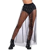 Festival Outfit Damen Rave Techno Sexy 2 in 1 Transparent Mesh Rock...