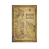 HUHUDA Westeros und Feuer, Vintage-Film-Weltkarte, Poster, Leinwand,...