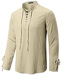 YAOBAOLE Herren Mittelalter Hemd Langarm Sommer Renaissance Hemd...