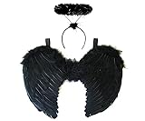 Redstar Schwarze Engelsflügel und Heiligenschein Schwarz - Halloween...