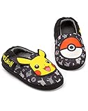 Pokemon Hausschuhe Jungen Kinder Pikachu Pokeball Black House Schuhe...