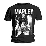 Bob Marley Herren T-Shirt, Weiß, Schwarz, XXL
