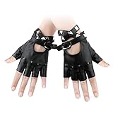 KINBOM 1 Paar Fingerlose Handschuhe aus Leder, Weiches PU Punk...